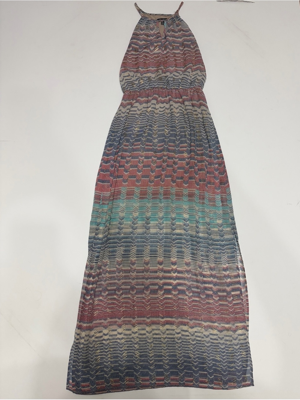 Womens Lily Rose Maxi Dress
Colorful Metallic Accents Size XS cute comfy casual